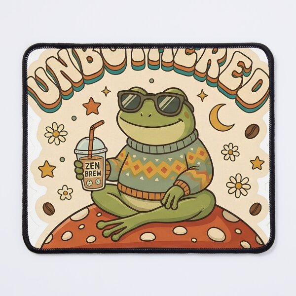 Item preview, Unbothered And Hydrated Retro Frog Mushroom Iced Coffee designed and sold by Groovy Nest.