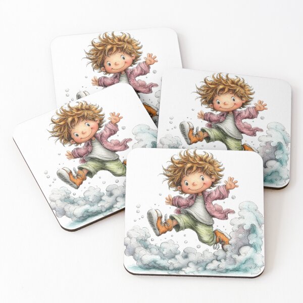 Item preview, CCute boyy running - whimsical design – whimsical design designed and sold by Lines, forms and colors.
