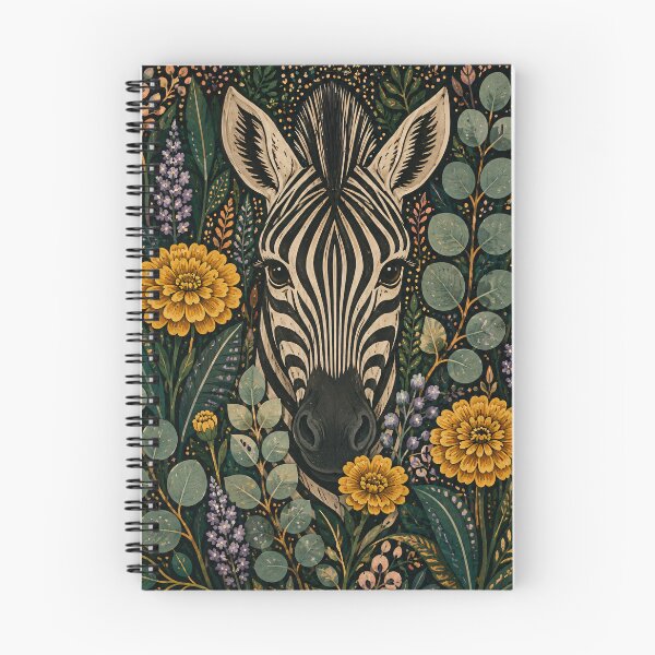 Item preview, Zebra Botanical Floral Dark Garden Illustration designed and sold by Jozefin's Studio.