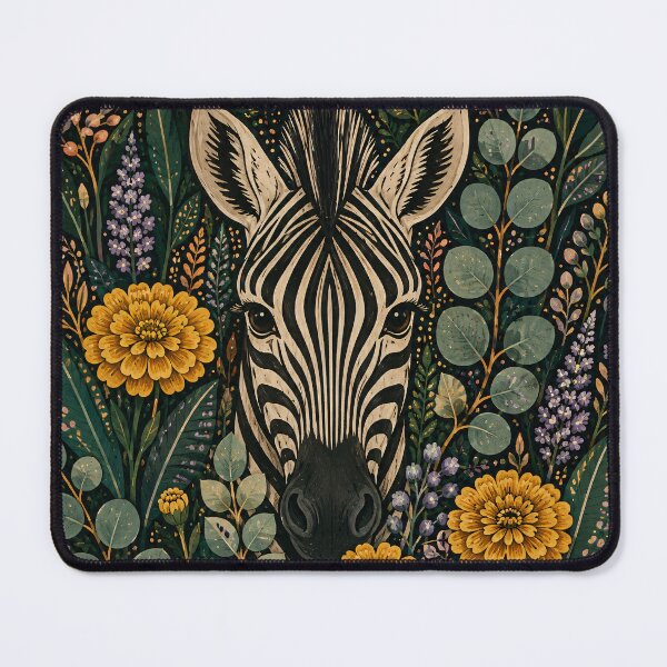 Item preview, Zebra Botanical Floral Dark Garden Illustration designed and sold by Jozefin's Studio.