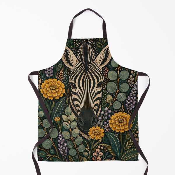Item preview, Zebra Botanical Floral Dark Garden Illustration designed and sold by Jozefin's Studio.