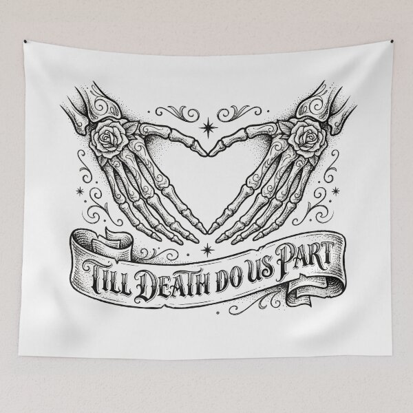 Item preview, Till Death Do Us Part Skeleton Hands Heart designed and sold by BobbyTee Merch.