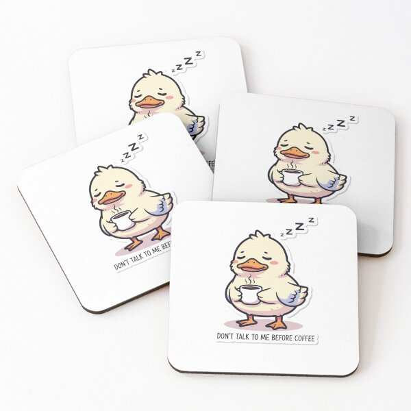 Item preview, Cute Sleepy Duck Coffee Sticker | Kawaii Duck with Coffee Mug | Don't Talk to Me Before Coffee designed and sold by MMK1SHOP.