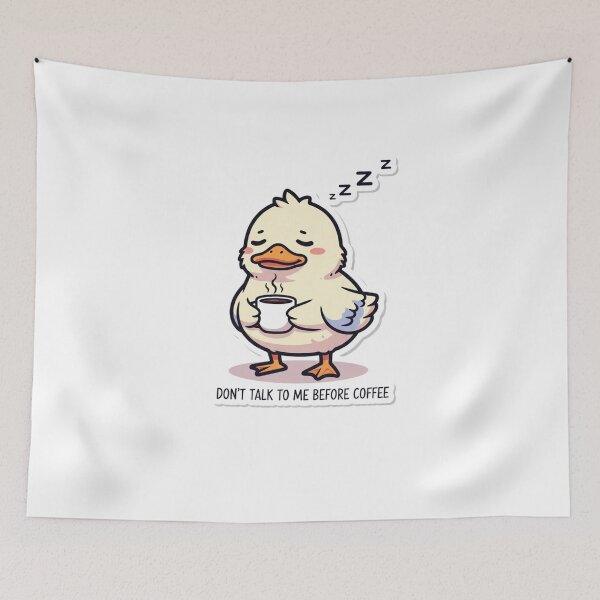 Item preview, Cute Sleepy Duck Coffee Sticker | Kawaii Duck with Coffee Mug | Don't Talk to Me Before Coffee designed and sold by MMK1SHOP.