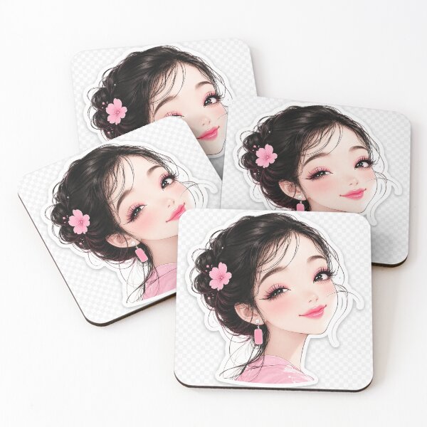 Item preview, Cute Pink Anime Girl Portrait Sticker designed and sold by Arts121.