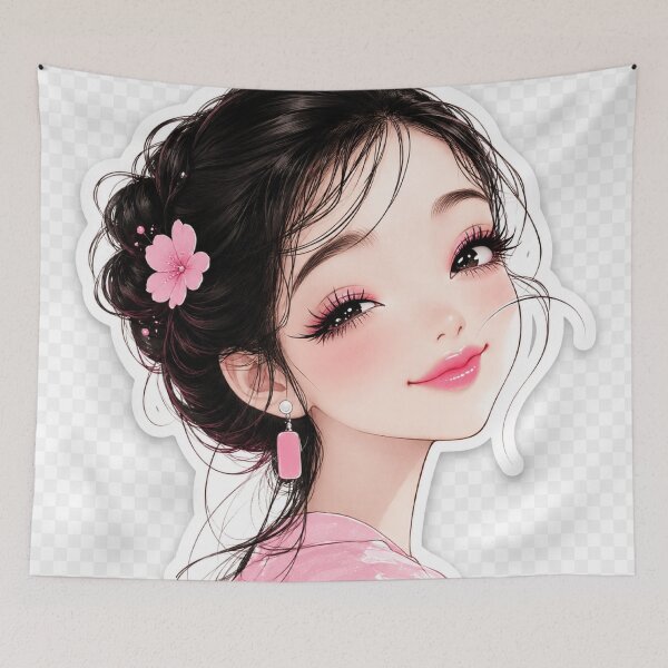 Item preview, Cute Pink Anime Girl Portrait Sticker designed and sold by Arts121.