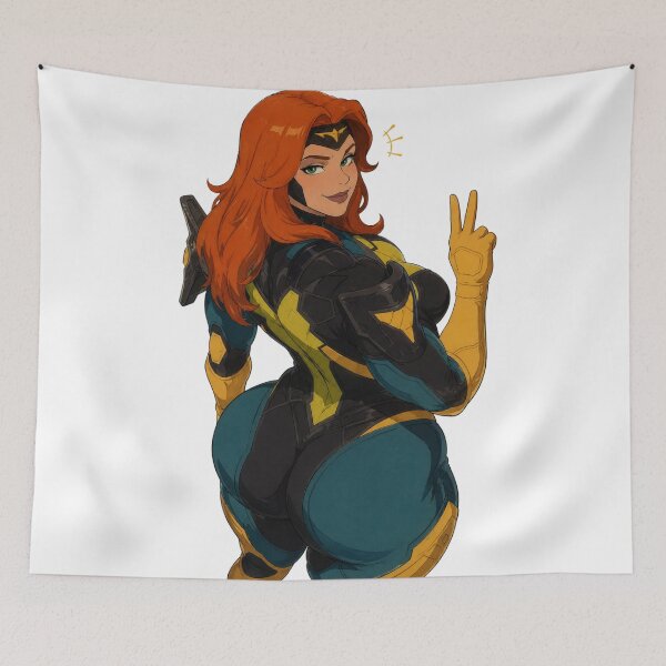 Item preview, Retro Superheroine Pin Up – Redhead Comic Cartoon Glamour designed and sold by  Hollow Moon Studios..