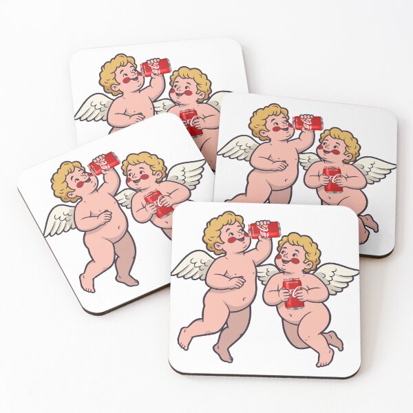 Item preview, Cute Goth Cherubs Drinking Cola Sticker | Gothic Angel Illustration | Goth Attic designed and sold by gothattic.