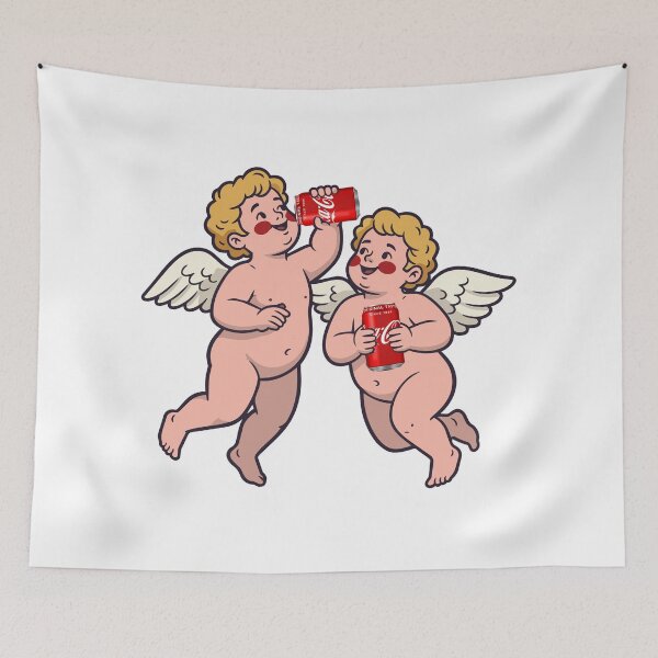 Item preview, Cute Goth Cherubs Drinking Cola Sticker | Gothic Angel Illustration | Goth Attic designed and sold by gothattic.