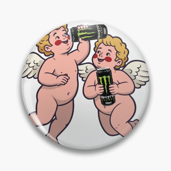Item preview, Cute Goth Cherubs Drinking Energy Sticker | Gothic Angel Illustration | Goth Attic designed and sold by gothattic.