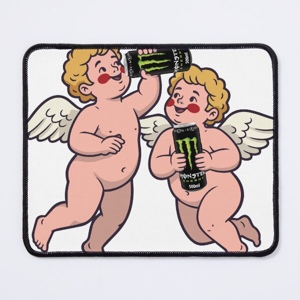 Item preview, Cute Goth Cherubs Drinking Energy Sticker | Gothic Angel Illustration | Goth Attic designed and sold by gothattic.