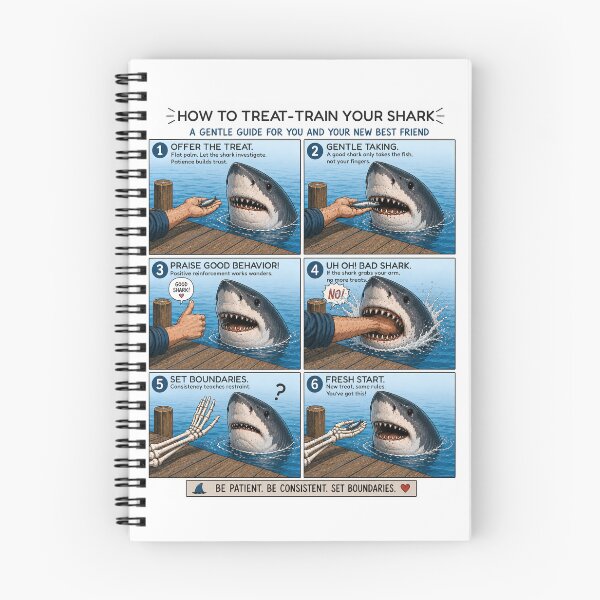 Item preview, How to Treat Train Your Shark Funny Comic designed and sold by 3MillsDesign.