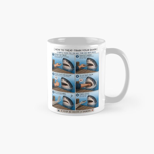 Item preview, How to Treat Train Your Shark Funny Comic designed and sold by 3MillsDesign.
