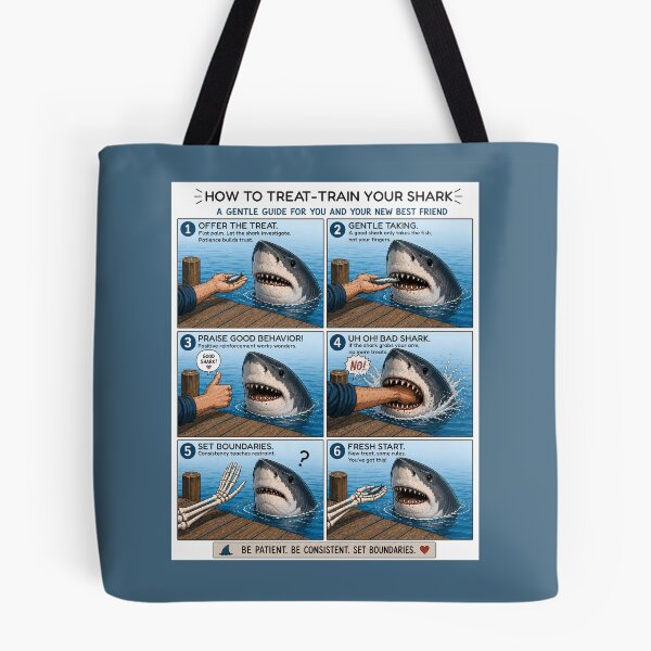 Item preview, How to Treat Train Your Shark Funny Comic designed and sold by 3MillsDesign.