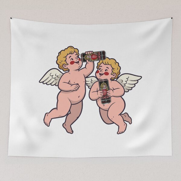 Item preview, Cute Goth Cherubs Drinking Energy Sticker | Gothic Angel Illustration | Goth Attic designed and sold by gothattic.