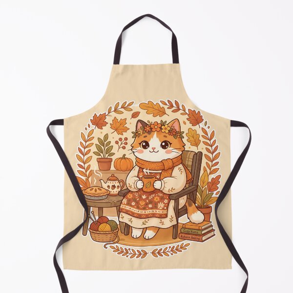 Item preview, Cozy Autumn Cat – Kawaii Fall Cottagecore Tea Time designed and sold by CuteKats.