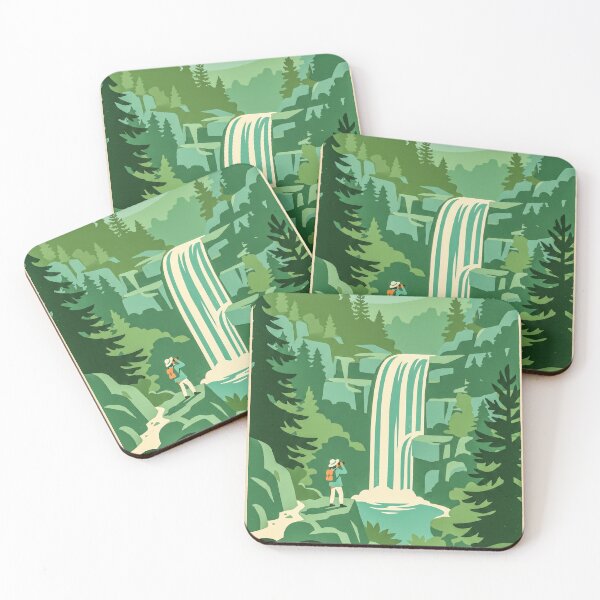 Item preview, Waterfall Forest Landscape Hiker Adventure View designed and sold by hattie's.
