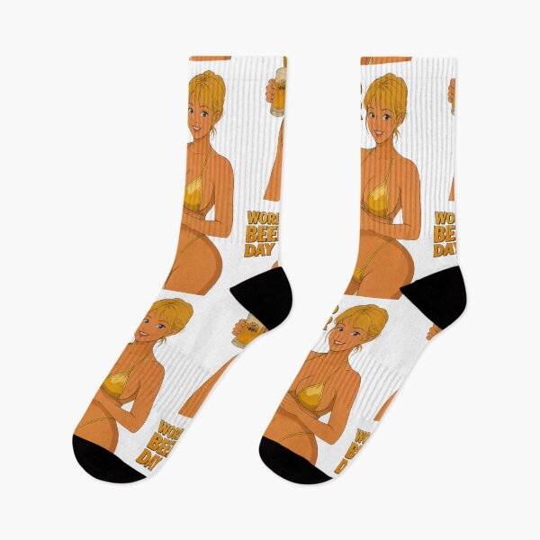 Item preview, World Beer Day Pin Up Girl – Retro Cartoon Beer Babe designed and sold by  Hollow Moon Studios..