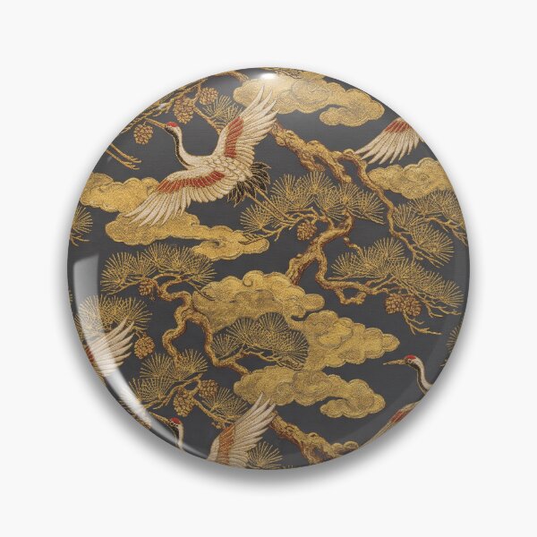 Item preview, Vintage Kacho-ga Red Crowned Crane and Pine Pattern designed and sold by ArtfulAlchemy1.