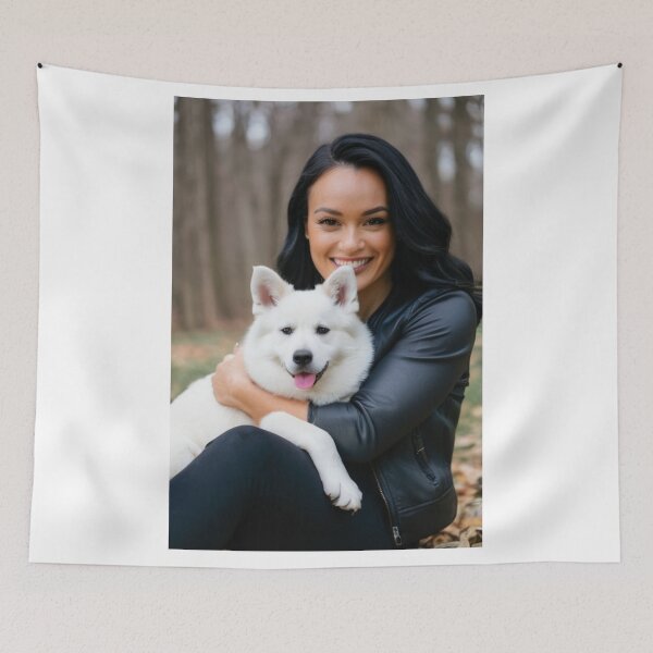 Item preview, Portrait - Woman and Samoyed Dog, Joyful Autumnal Bond designed and sold by World-Pets.