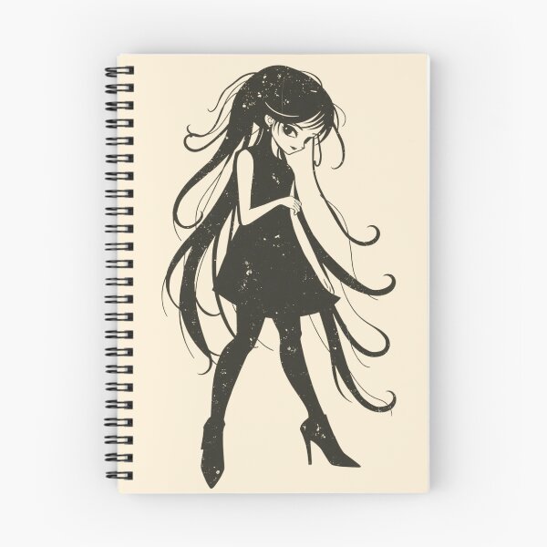 Aperçu de l'œuvre Silhouette d'une fille gothique d'anime aux longs cheveux créée et vendue par ERODED SELF.
