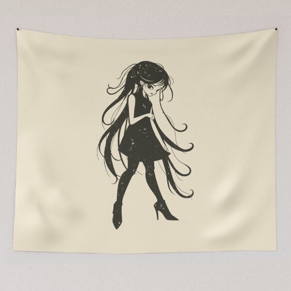 Item preview, Gothic Anime Girl Long Hair Silhouette designed and sold by ERODED SELF.