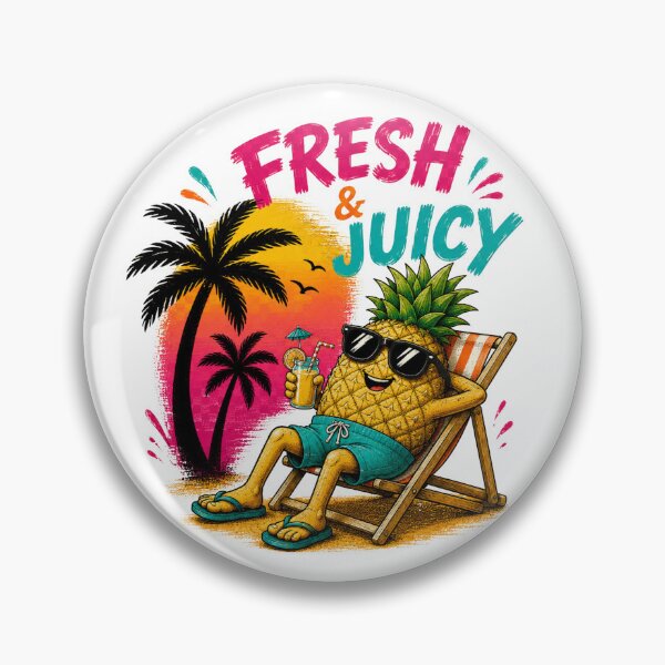 Item preview, Fresh & Juicy Pineapple – Funny Summer Beach Vibes | Cute Tropical Vacation Cartoon designed and sold by LittleGinnyArt.