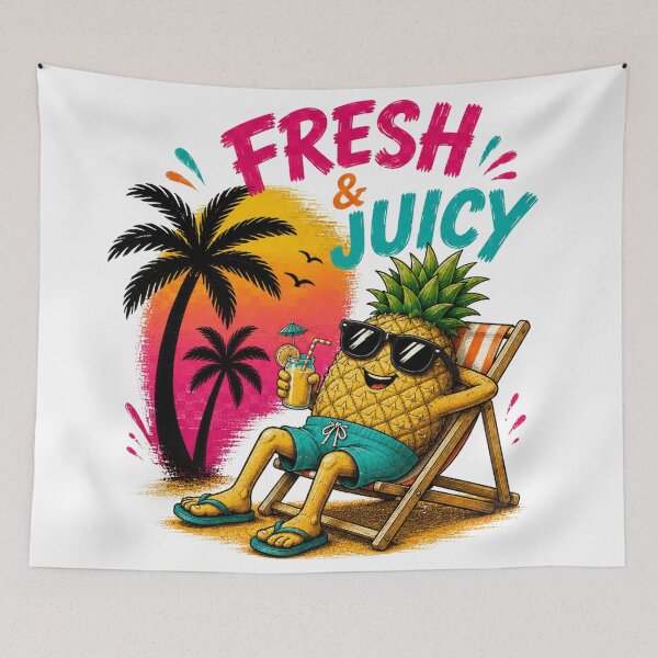 Item preview, Fresh & Juicy Pineapple – Funny Summer Beach Vibes | Cute Tropical Vacation Cartoon designed and sold by LittleGinnyArt.