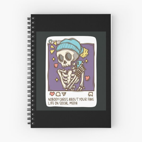 Item preview, Social Media Selfie Skeleton Graphic - "Nobody Cares About Your Fake Life On Social Media" Vector designed and sold by GrimNest.