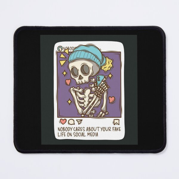 Item preview, Social Media Selfie Skeleton Graphic - "Nobody Cares About Your Fake Life On Social Media" Vector designed and sold by GrimNest.