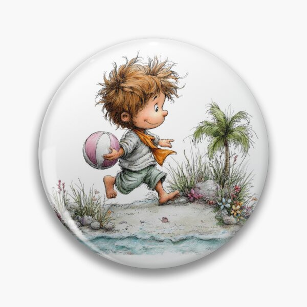 Item preview, Cute boy  with a ball – whimsical design designed and sold by Lines, forms and colors.