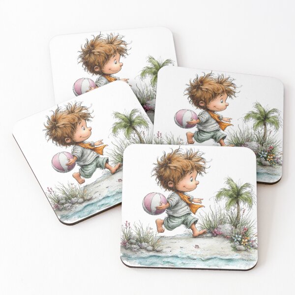 Item preview, Cute boy  with a ball – whimsical design designed and sold by Lines, forms and colors.