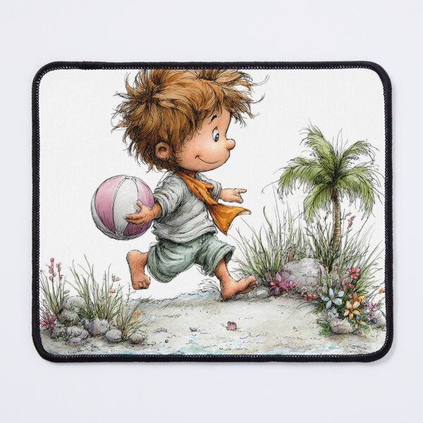 Item preview, Cute boy with a ball – whimsical design designed and sold by Lines, forms and colors.