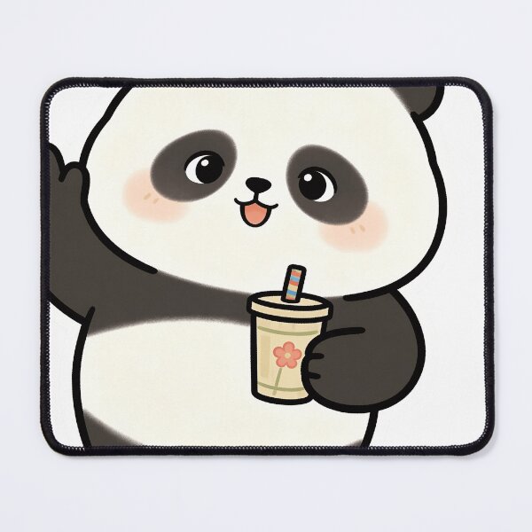 Item preview, Waving Kawaii Panda With Floral Boba designed and sold by a575642903.