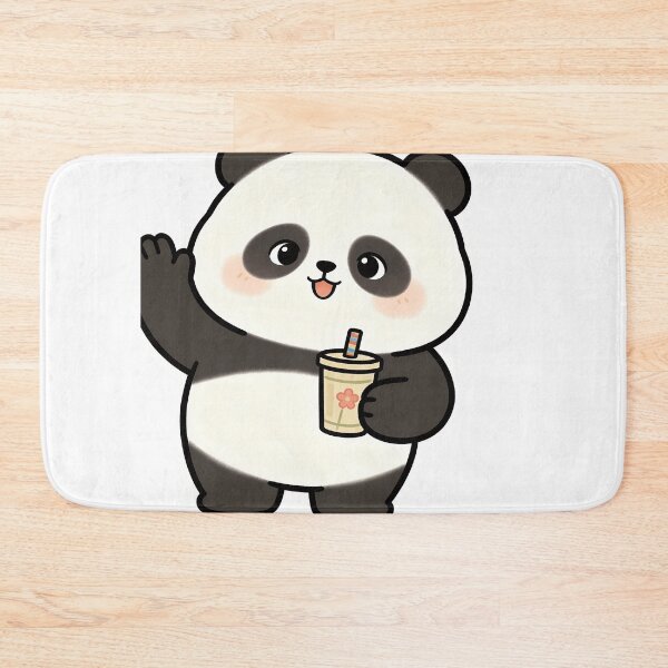 Item preview, Waving Kawaii Panda With Floral Boba designed and sold by a575642903.