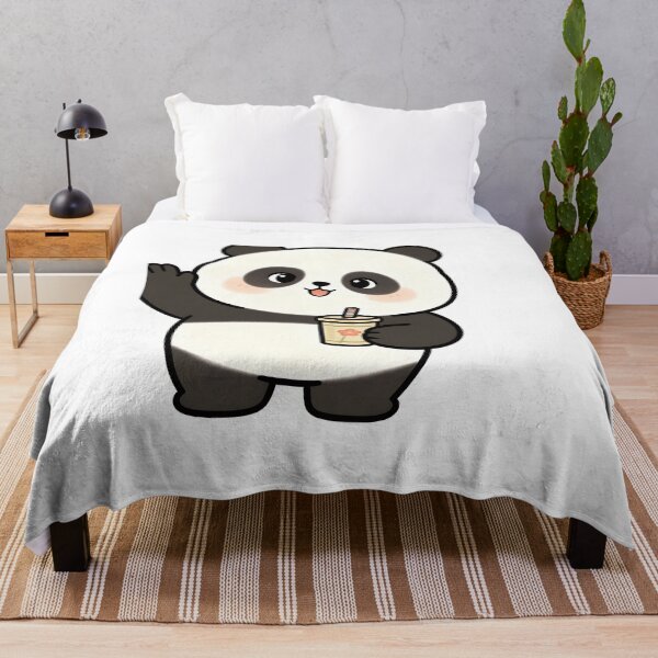 Item preview, Waving Kawaii Panda With Floral Boba designed and sold by a575642903.
