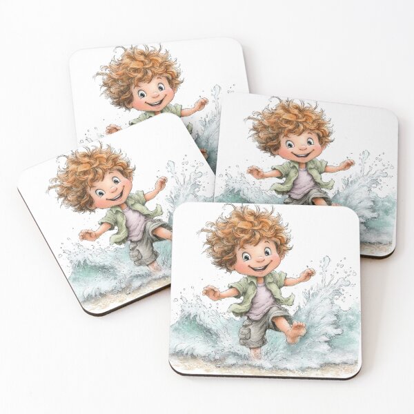 Item preview, Cute happy boy at the seaside - whimsical design designed and sold by Lines, forms and colors.