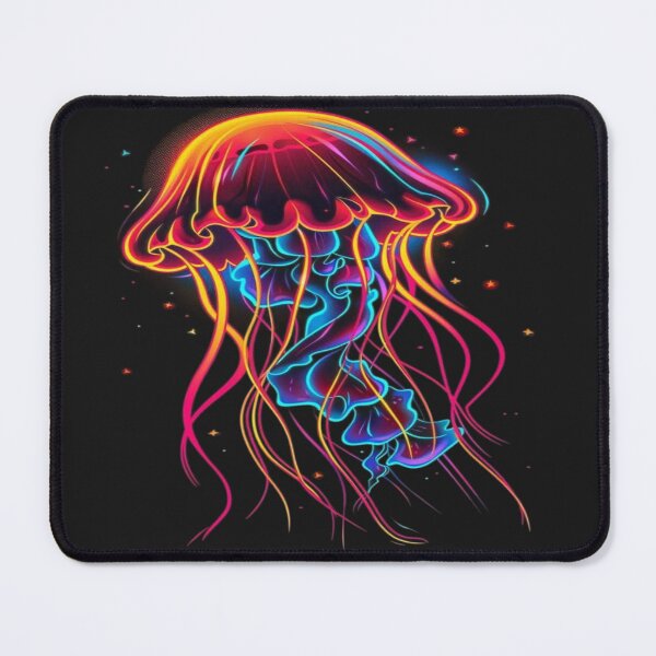Item preview, The Luminous Dancer of the Cosmic Abyss, Neon Rainbow Medusa - Psychedelic Art with Multicolored Luminous Tentacles designed and sold by RAYBIL.