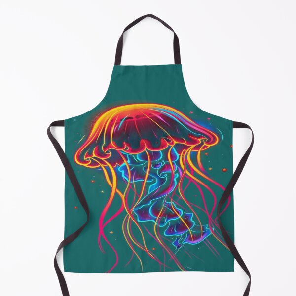Item preview, The Luminous Dancer of the Cosmic Abyss, Neon Rainbow Medusa - Psychedelic Art with Multicolored Luminous Tentacles designed and sold by RAYBIL.