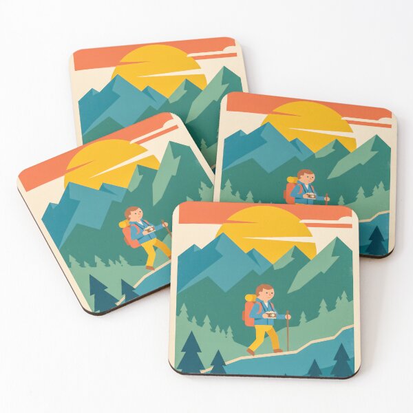 Item preview, Hiking Adventure Mountain Sunset Illustration designed and sold by hattie's.