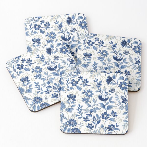 Item preview, Elegant Blue Floral Botanical Pattern Peranakan Inspired Design designed and sold by GrinGalore.