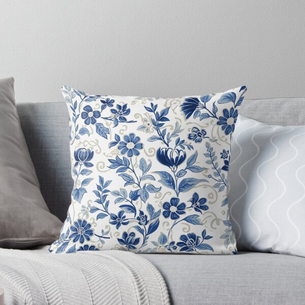 Item preview, Elegant Blue Floral Botanical Pattern Peranakan Inspired Design designed and sold by GrinGalore.