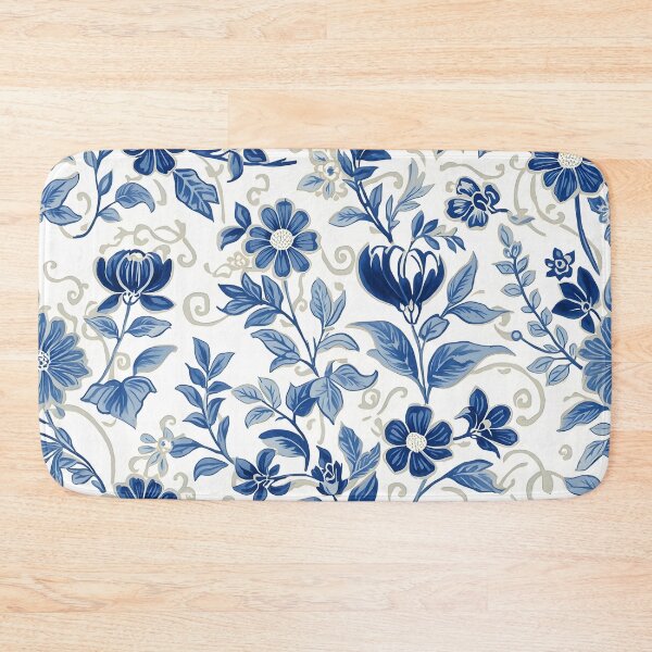 Item preview, Elegant Blue Floral Botanical Pattern Peranakan Inspired Design designed and sold by GrinGalore.
