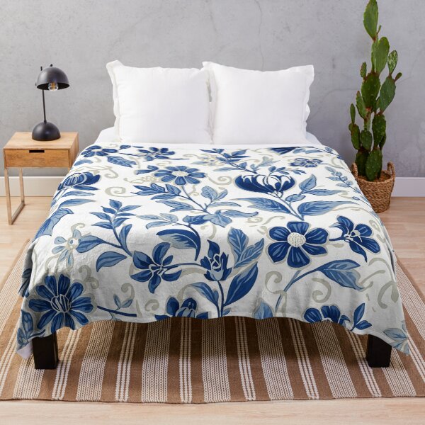 Item preview, Elegant Blue Floral Botanical Pattern Peranakan Inspired Design designed and sold by GrinGalore.