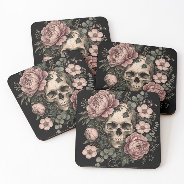 Item preview, Skulls with Flowers | Gothic Floral Skull Botanical Graphic  designed and sold by rushaib.