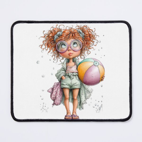 Item preview, Cute girl with a ball - whimsical design designed and sold by Lines, forms and colors.