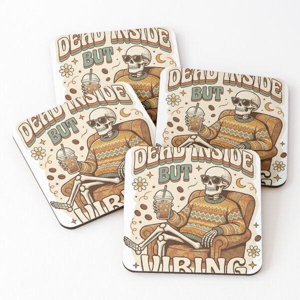 Item preview, Dead Inside But Vibing Retro Skeleton Iced Coffee designed and sold by Groovy Nest.
