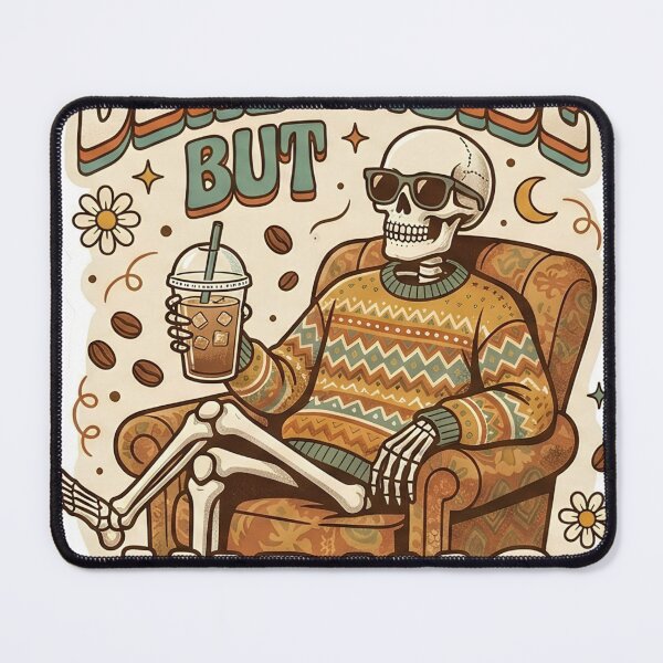 Item preview, Dead Inside But Vibing Retro Skeleton Iced Coffee designed and sold by Groovy Nest.