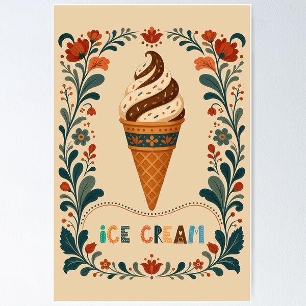 Item preview, Copy of Wall Art - Postcard - Folk‑Art Ice Cream Charm designed and sold by ForeverPrintsOK.