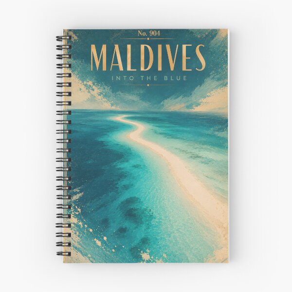 Item preview, Maldives Into the Blue Vintage Travel Poster – Abstract Turquoise Ocean Wall Art No. 904 designed and sold by bauschberts.